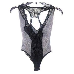 Heather Grey and black lace one piece